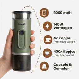 Zenergy - Draagbaar Koffiezetapparaat - Draagbare Koffiemachine - Cups en Gemalen Koffie - Espressomachine — thumbnail 2