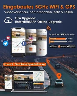 VANTRUE E3 3 Lens Dashcam 5GHz WiFi with Voice Control, 1944P + Dual 1080P Front Rear Car Camera with GPS, IR Night Vision, 24 Hours Parking Monitoring Car Camera Truck Car, Max 512G — thumbnail 4