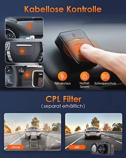 VANTRUE E3 3 Lens Dashcam 5GHz WiFi with Voice Control, 1944P + Dual 1080P Front Rear Car Camera with GPS, IR Night Vision, 24 Hours Parking Monitoring Car Camera Truck Car, Max 512G — thumbnail 2