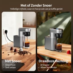 Pura Coffee C1 - Draagbar Espressomachine - 3 Seconden Verwarming - PID-temperatuurregeling - 20Bar - Oplaadbaar - 30 kopjes per oplaadbeurt - Eénknopsbediening - Geschikt voor gemalen koffie — thumbnail 4