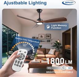 Rechthoekige 52 inch plafondventilator met verlichting en afstandsbediening — thumbnail 3