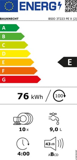 Bauknecht | BSIO 3T223 PE X | inbouw vaatwasser | 45 cm breed | Powerclean — thumbnail 2