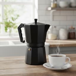 Cheffinger, Italiaanse Koffiezetapparaat 560ml 12 Kopjes van Aluminium met Ergonomisch Handvat, Zwart — thumbnail 3