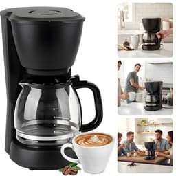 Cheqo® Koffiezetapparaat met Glazen Kan - Uitneembaar Filter - Anti-Drup Functie - Koffiezet Apparaat - Filterkoffie Machine - Warmhoudplaatje - Koffiemachine - Zwart Koffiezetapparaat - Betrouwbare Koffiemachine — thumbnail 1