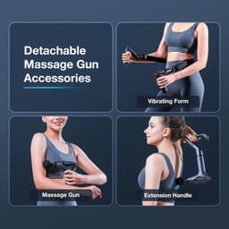 3-in-1 massagepistool - verlengde handgreep en riem - 12 versnellingen - 4 verwisselbare koppen - ideaal voor sporters, fitnesscentra, ouderenzorg - rugmassage voor de taille - verlengde handgreep - diepe weefselmassage — thumbnail 2