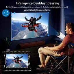 EXCITAT Miniprojector - 4K Full HD 1080P-projector - Draagbaar - Ondersteunt WiFi en Bluetooth-connectiviteit - Wit — thumbnail 3
