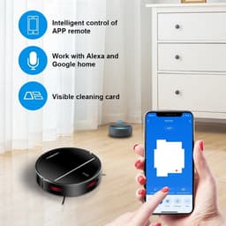 Robot Stofzuiger , Robotstofzuiger met dweilfunctie, Robotstofzuiger met laadstation, WiFi App, 4KPa Zuigkracht, Borstelloze Motor, Alexa en Google Assistant, Voor tapijt en harde Vloer — thumbnail 4
