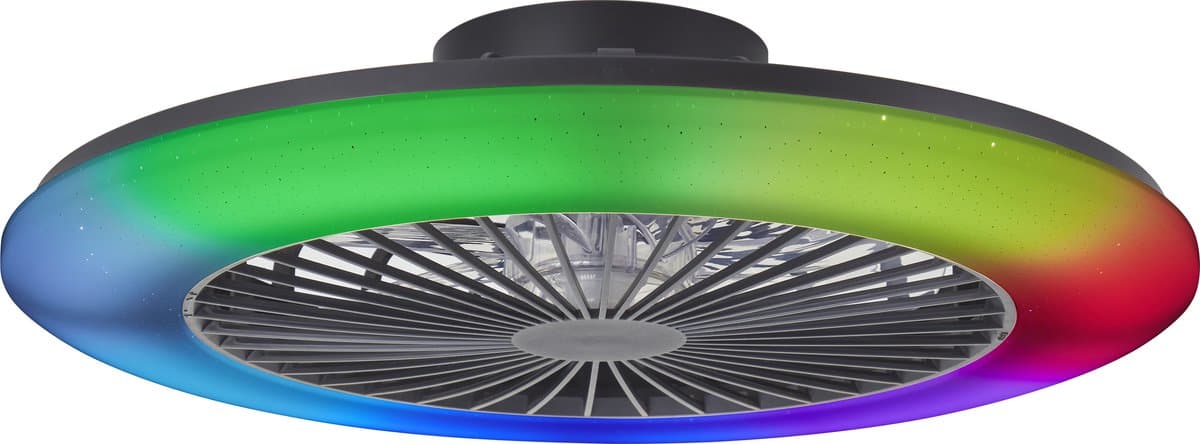 Brilliant Salerno - Plafondventilator - Met verlichting - LED 48W - 3000K-6500K - 58cm - Dimbaar - Zwart - Zeer stil — afbeelding 1