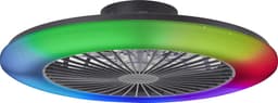 Brilliant Salerno - Plafondventilator - Met verlichting - LED 48W - 3000K-6500K - 58cm - Dimbaar - Zwart - Zeer stil — thumbnail 1