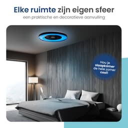 Gologi Plafondventilator met Verlichting - Ø60 cm - LED RGBW - 6 Standen - Plafondlamp Slaapkamer - Plafonniere met Ventilator - Met lamp, afstandbediening en App - Zwart — thumbnail 5