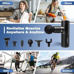 Massage Pistool Diepteweefsel Percussie Massageapparaat voor Rug en Nekspieren - Siliconen Massagekoppen - USB-Oplaadbaar - Draagtas — thumbnail 2