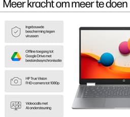 HP Chromebook x360 14b-cd0930nd Intel® Core™ i3 i3-N305 35,6 cm (14") Touchscreen Full HD 8 GB LPDDR5-SDRAM 256 GB eUFS Wi-Fi 6 (802.11ax) ChromeOS Zilver QWERTY — thumbnail 4