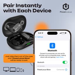 PowerLocus Move - Open-Ear Koptelefoon - Draadloze Oordopjes - Bluetooth 5.3 - Draadloze oortjes - Waterproof Sport Oortjes - Universeel - Zwart — thumbnail 2