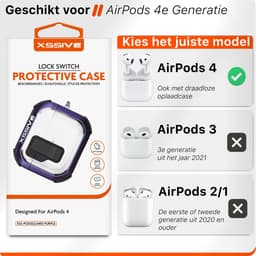 Schokbestendig Hoesje - Geschikt voor Apple AirPods 4 - Hardcase Met Sleutelhanger - Transparant & Paars — thumbnail 2