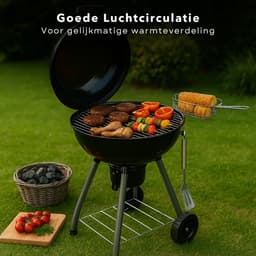 Cheqo® Houtskool Barbecue Ø43 cm - Houtskoolbarbecue - Draagbare BBQ met Deksel - Perfect voor Tuin en Camping — thumbnail 2