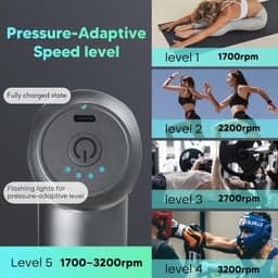 Mini Massagepistool voor Diepe Spiermassage - 5 Snelheden, 4 Massagekoppen, Compact en Stil, Perfect voor Spierpijnverlichting — thumbnail 2