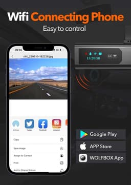 Wolfbox i03 2K Wifi dashcam - Parkeermodus - 1,0 inch Tnt scherm - 2K resolutie - Wifi met App - dashcam voor auto — thumbnail 4