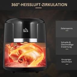 Premie Airfryer - 4L - met Digitaal Touchscreen en 12 Kookprogramma's - 80ºC tot 200ºC - 1300W - Zwart — thumbnail 2