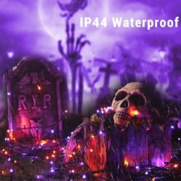 Halloween lichtketting 10m met 100 LED's - Oranje en Paars - Perfect voor Binnen en Buiten - Waterdicht met 8 Verlichtingsmodi — thumbnail 5