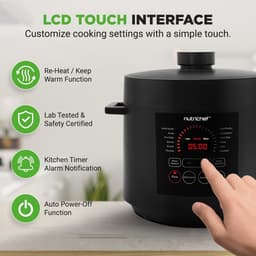 Elektrische Snelkookpan - Multicooker Pan - Snel Maaltijden Bereiden - 9 Voorgeprogrammeerde Modi - 6 Quart Capaciteit - Zwart — thumbnail 4
