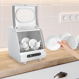 Mini Vaatwasser - Compacte Afwasser - Snel Servies Reinigen - Zelfreinigend Desinfecteren - 5 Liter Tank - Wit — thumbnail 4