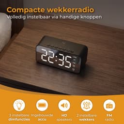 Nuvance Wekkerradio - Digitale Wekker Slaapkamer - Radiowekker - 2 Alarmen - Dimfunctie - Wekkers Digitaal - Klokradio met Wekker — thumbnail 4