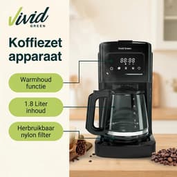 Koffiezetapparaat Filterkoffie 1.8L met Touch Display - 14 Koppen - Zwart - Vivid Green — thumbnail 2