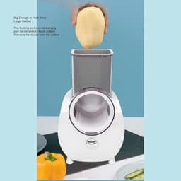 Elektrische Kaasrasp - Salademaker Groente - Maaltijden Bereiden - Vier Verwisselbare Messen - 17x17x29cm - Wit — thumbnail 2