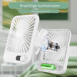 carmdering - Draagbare Ventilator - Oplaadbare Tafelventilator - Persoonlijke Bureauventilator - Digitaal Display - 100 Verstelbare Snelheden - ABS Kunststof - Ultra Stil Design - Ideaal Voor Reizen En Slaap -Wit- 1 Stuk — thumbnail 3