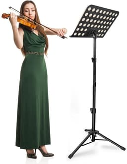 150cm Bladmuziekstandaard - Hoge Muziekstandaard Voor Bladmuziek Hoge Stabiliteit - Verstelbare Draagbare Muziekstandaard Voor Gitaar Viool Ukelele — thumbnail 2