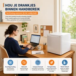 Celestul Mini Koelkast 45L - Koelkast met Vriesvak - Stille Minibar 41 dB - Compacte Koelkast voor Slaapkamer, Kantoor & Studentenkamer - Wit — thumbnail 5