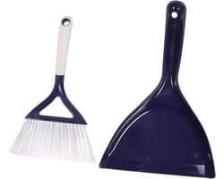 Bezem Stoffer Set - Kleine Schoonmaak - Desktop Reinigen - Schuine Borstelharen - 16 cm Breed - Blauw