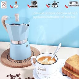 Espresso Maker voor 6 Kopjes - 10oz Handmatige Moka Pot voor Italiaanse Koffie, Aluminium Percolator en Koffiezetapparaat — thumbnail 2
