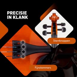 Finesse Viool Starterset - met Koffer & Accessoires - 4/4 - Viool Muziekinstrument - Milan — thumbnail 4