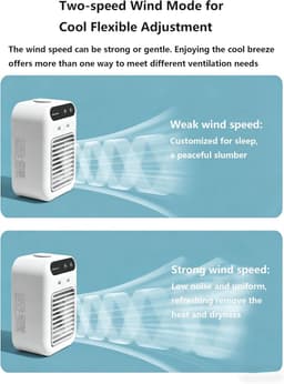 Mobiele Airco - Ventilator - Draagbare Mini Aircooler - Evaporatieve Ventilator met 2 Snelheden - 500ml Waterreservoir - Stil 20dB — thumbnail 3