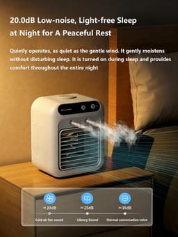 Mobiele Airco - Ventilator - Draagbare Mini Aircooler - Evaporatieve Ventilator met 2 Snelheden - 500ml Waterreservoir - Stil 20dB — thumbnail 5