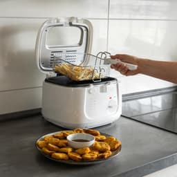 Friteuse - Frituurpan - Lekkere Snacks Maken - Geur- en Vetfilter - 2.5 Liter - Wit — thumbnail 2