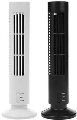 Bladloze Torenventilator - Draagbare USB Desktop Ventilator - 2 Snelheden - Oscillerende Luchtkoeler - Mini Ventilator voor Thuis en Kantoor - Wit — thumbnail 2