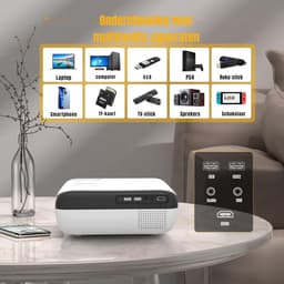 QUOVO® Draagbare beamer - Beamer - Projector - Mini Beamer - Zwart/Wit - 24cm x 21cm x 10cm — thumbnail 2