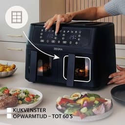 Heteluchtfriteuse - Airfryer - Gezond Koken - Dubbele Lades - 9 Liter - Zwart — thumbnail 4