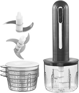 Elektrische Keukenmachine - Mini Hakker - Maaltijden Voorbereiden - USB-oplaadbaar Draadloos - 400 ml Kom - Zwart — thumbnail 1