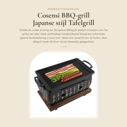 Dailygoods- Tafelgrill Japanse stijl - Houtskool barbecue - Massief houten sokkel - Eenvoudig te reinigen - Geschikt voor tafelgebruik - Duurzaam en brandveilig — thumbnail 5