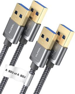 USB 3.0 Type A Male naar Male Datakabel, 2-pack (1M + 2M), Hoge Snelheid voor Externe Harde Schijf, Laptop en Blu-ray Speler, 1+2m Grijs — thumbnail 1