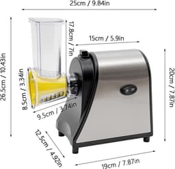 Elektrische Groentesnijder - Groenterasp Keukenmachine - Snel Groenten Snijden - 5 Snijkoppen - 1000W - Zilver Zwart — thumbnail 4