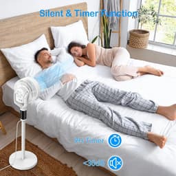 Staanventilator met Afstandsbediening - 6 Snelheden & Timer - Stille Vloerventilator voor Slaapkamer en Woonkamer — thumbnail 5