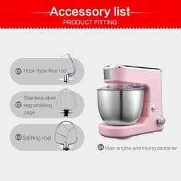 Keukenmachine - Deegmixer Garde - Bakken en Koken - Krachtige 1000W Motor - 5L Kom - Wit — thumbnail 2