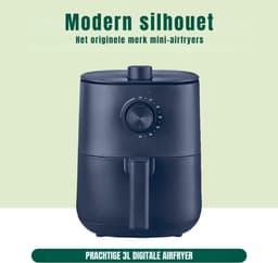 TIM® Mini airfryer - Airfryer - Airfryer klein - Blauw - 23cm x 29cm x 30cm — thumbnail 4
