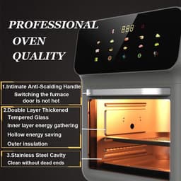 15L grote luchtfriteuse-oven, dubbele zone luchtfriteuse-oven, olievrije elektrische luchtoven, instelbare temperatuur 0-200 ℃, 1350 W, uitpakken Automatische stroomuitval — thumbnail 5