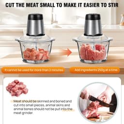 Hutjemutje - foodprocessor - keukenmachine - hakmolen - 2L - multifunctionele kleine keukenmachine - met 2 snelheden & 4 messen — thumbnail 2