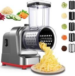 Elektrische Kaasrasp - Keukenmachine Groentesnijder - Snel Groenten Snijden - 5 Verwisselbare Messen - 250W Vermogen - Zilver — thumbnail 1